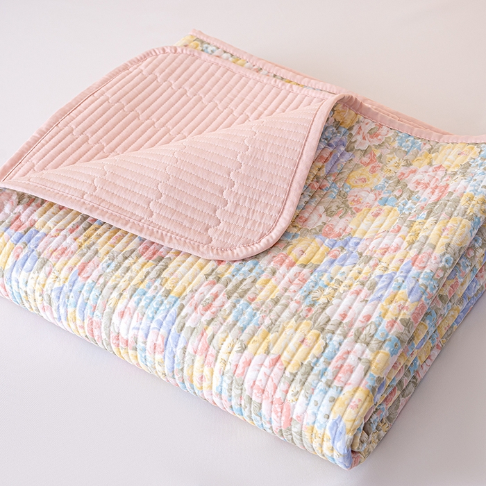 91家纺网 家纺一手货源 找家纺 X猫先生 2026新款全棉床盖小清新夹棉床单炕盖四季跑量款 暖阳绿意