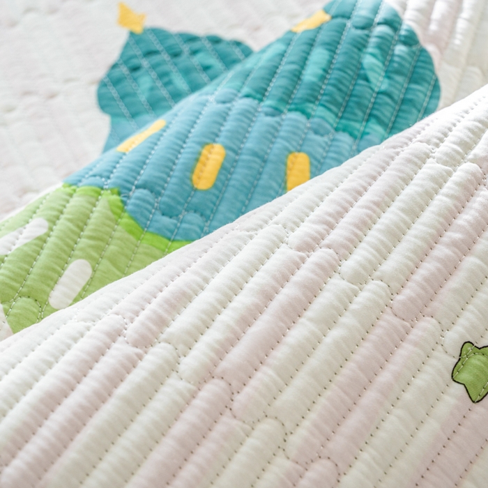 91家纺网 家纺一手货源 找家纺 X猫先生 2026新款全棉床盖小清新夹棉床单炕盖四季跑量款 奇趣森林