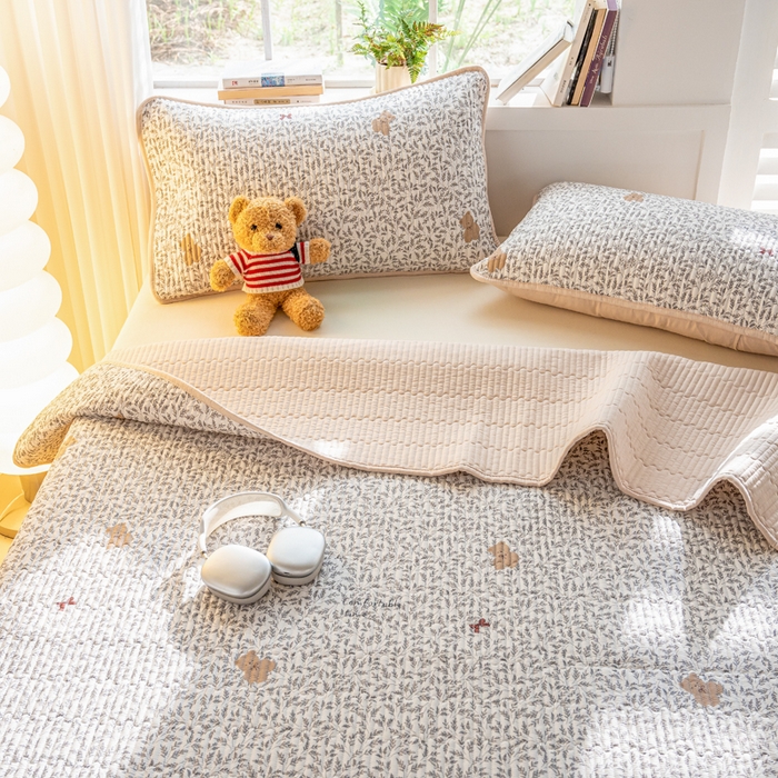 91家纺网 家纺一手货源 找家纺 X猫先生 2026新款全棉床盖小清新夹棉床单炕盖四季跑量款 日上海岛