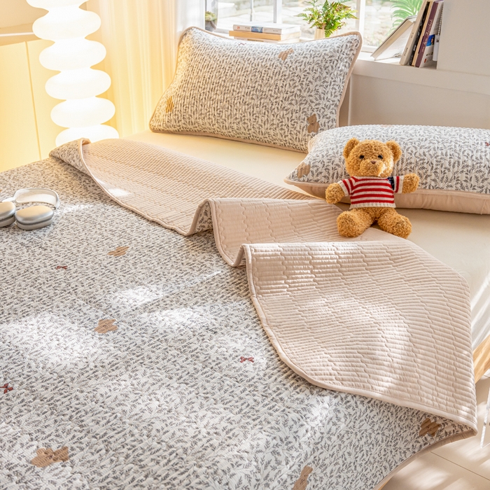 91家纺网 家纺一手货源 找家纺 X猫先生 2026新款全棉床盖小清新夹棉床单炕盖四季跑量款 日上海岛