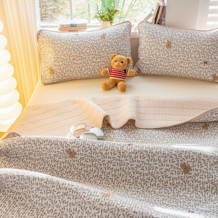 91家纺网 家纺一手货源 找家纺 X猫先生 2026新款全棉床盖小清新夹棉床单炕盖四季跑量款 日上海岛