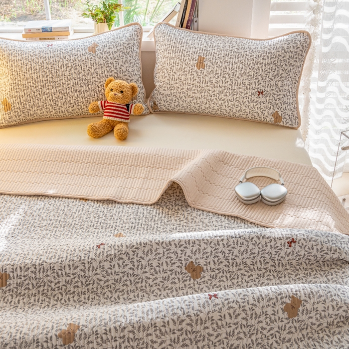 91家纺网 家纺一手货源 找家纺 X猫先生 2026新款全棉床盖小清新夹棉床单炕盖四季跑量款 日上海岛