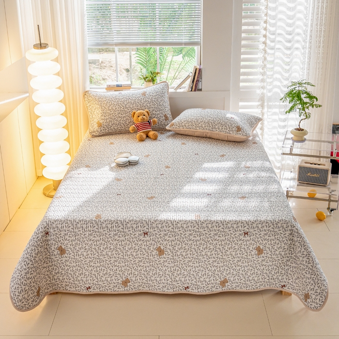 91家纺网 家纺一手货源 找家纺 X猫先生 2026新款全棉床盖小清新夹棉床单炕盖四季跑量款 日上海岛