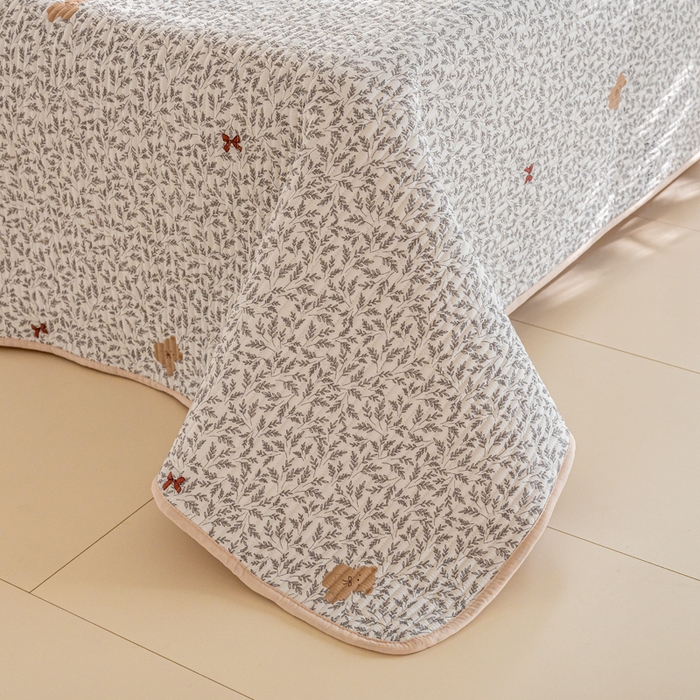 91家纺网 家纺一手货源 找家纺 X猫先生 2026新款全棉床盖小清新夹棉床单炕盖四季跑量款 日上海岛