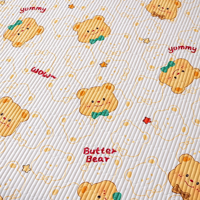 91家纺网 家纺一手货源 找家纺 X猫先生 2026新款全棉床盖小清新夹棉床单炕盖四季跑量款 瑞迪熊