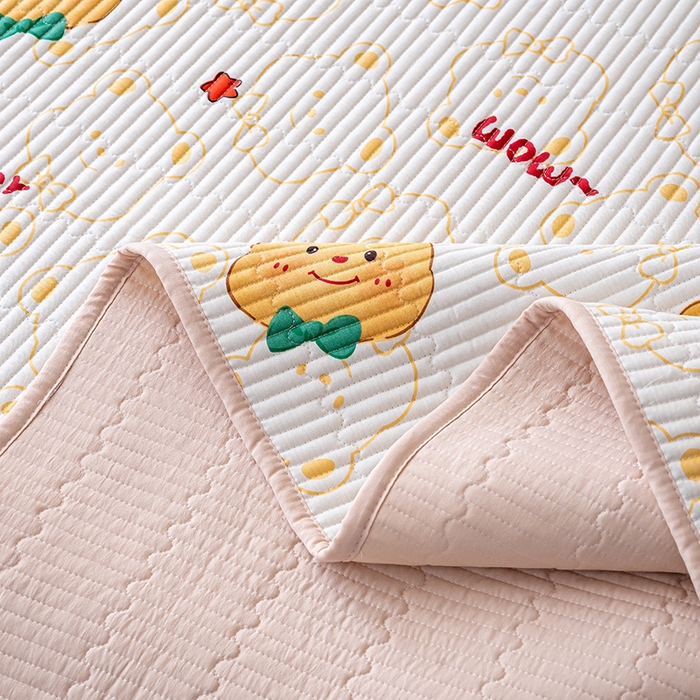 91家纺网 家纺一手货源 找家纺 X猫先生 2026新款全棉床盖小清新夹棉床单炕盖四季跑量款 瑞迪熊