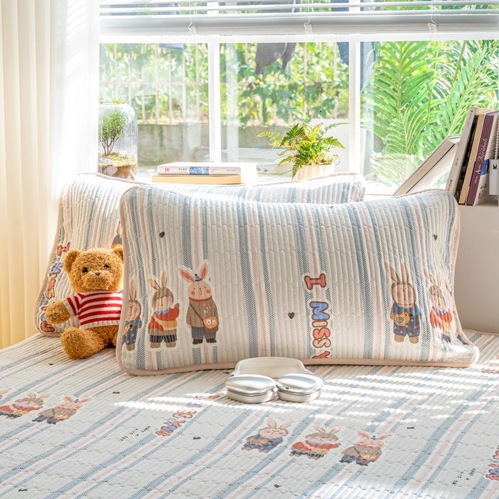 91家纺网 家纺一手货源 找家纺 X猫先生 2026新款全棉床盖小清新夹棉床单炕盖四季跑量款 森岛精灵