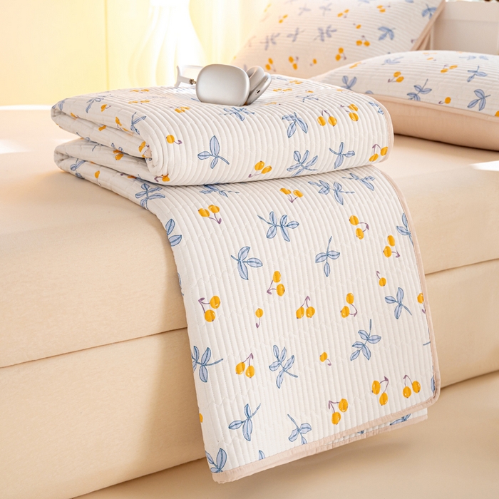 91家纺网 家纺一手货源 找家纺 X猫先生 2026新款全棉床盖小清新夹棉床单炕盖四季跑量款 四季果园