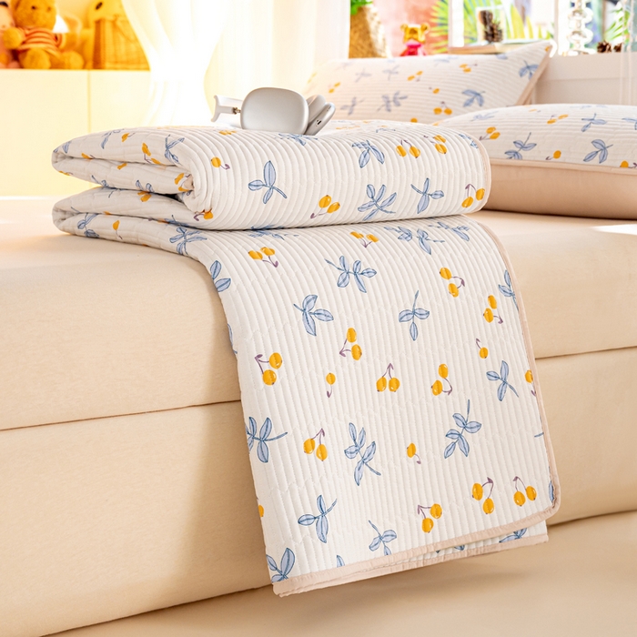 91家纺网 家纺一手货源 找家纺 X猫先生 2026新款全棉床盖小清新夹棉床单炕盖四季跑量款 四季果园