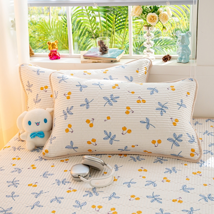 91家纺网 家纺一手货源 找家纺 X猫先生 2026新款全棉床盖小清新夹棉床单炕盖四季跑量款 四季果园