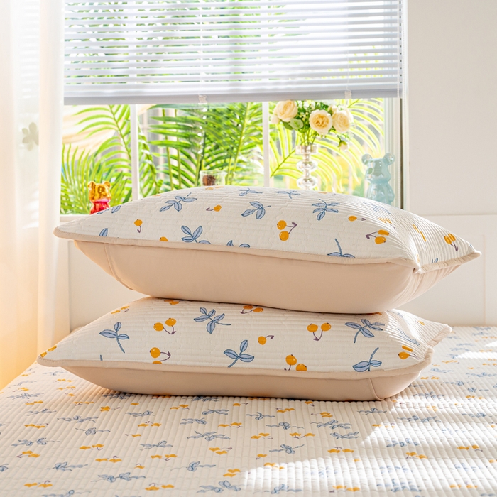 91家纺网 家纺一手货源 找家纺 X猫先生 2026新款全棉床盖小清新夹棉床单炕盖四季跑量款 四季果园