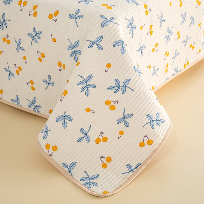 91家纺网 家纺一手货源 找家纺 X猫先生 2026新款全棉床盖小清新夹棉床单炕盖四季跑量款 四季果园