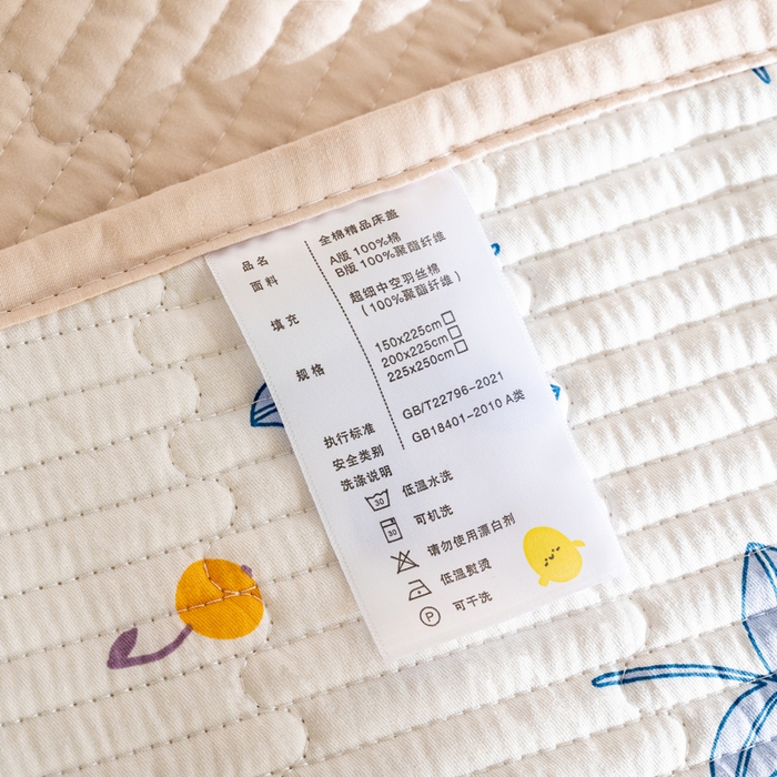 91家纺网 家纺一手货源 找家纺 X猫先生 2026新款全棉床盖小清新夹棉床单炕盖四季跑量款 四季果园
