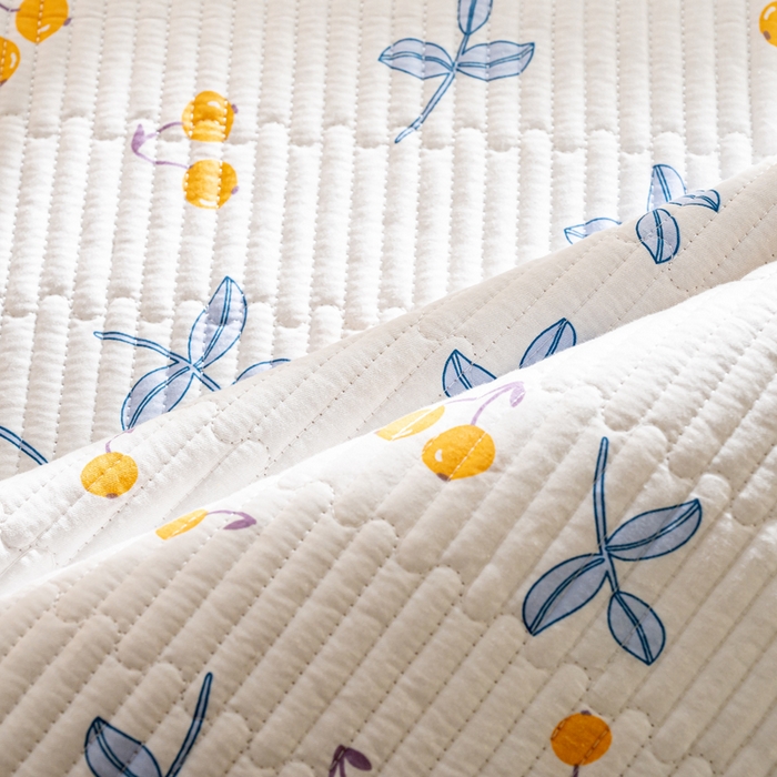 91家纺网 家纺一手货源 找家纺 X猫先生 2026新款全棉床盖小清新夹棉床单炕盖四季跑量款 四季果园