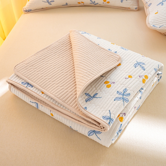 91家纺网 家纺一手货源 找家纺 X猫先生 2026新款全棉床盖小清新夹棉床单炕盖四季跑量款 四季果园