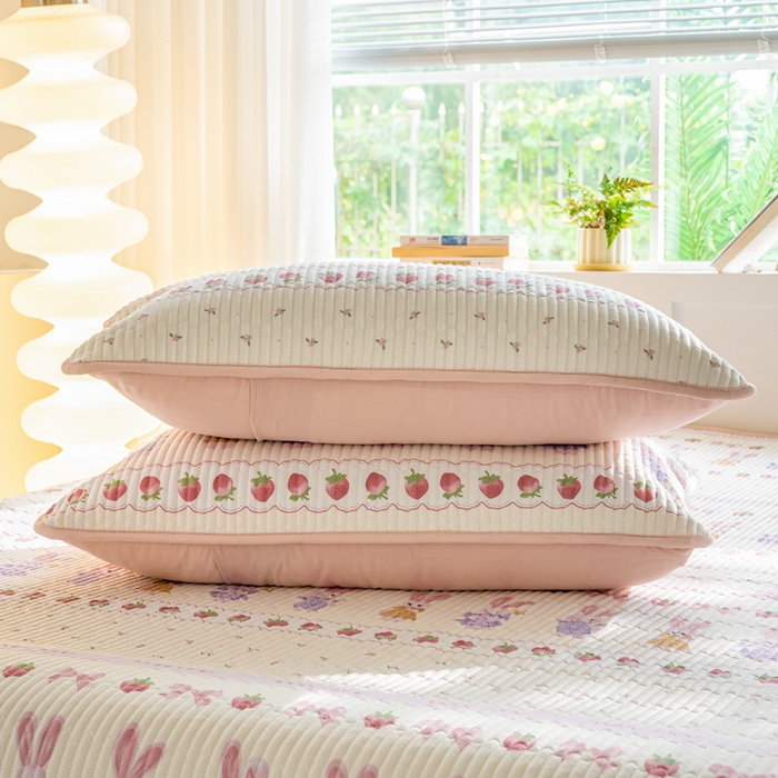 91家纺网 家纺一手货源 找家纺 X猫先生 2026新款全棉床盖小清新夹棉床单炕盖四季跑量款 踏春小兔