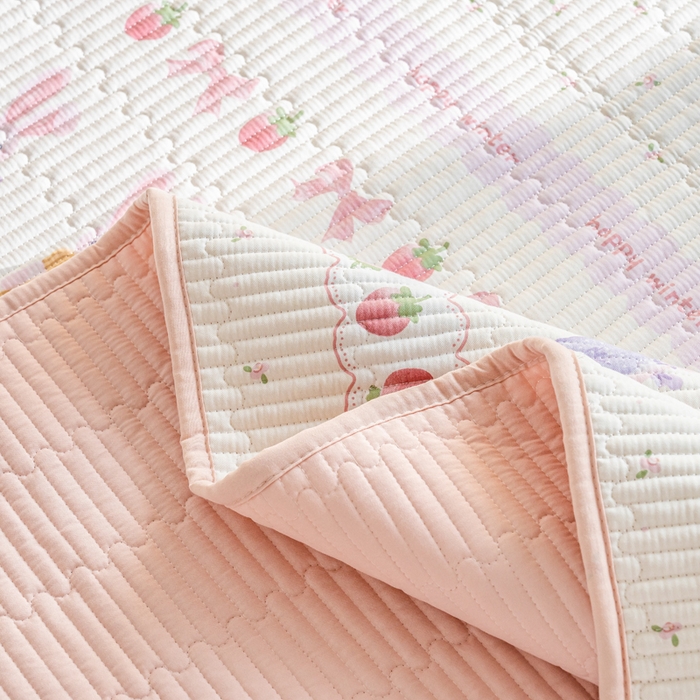 91家纺网 家纺一手货源 找家纺 X猫先生 2026新款全棉床盖小清新夹棉床单炕盖四季跑量款 踏春小兔