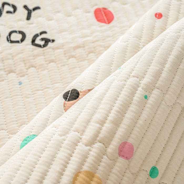 91家纺网 家纺一手货源 找家纺 X猫先生 2026新款全棉床盖小清新夹棉床单炕盖四季跑量款 甜心汪星人