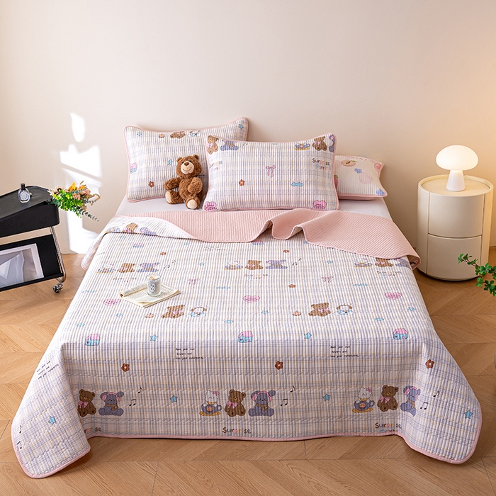 91家纺网 家纺一手货源 找家纺 X猫先生 2026新款全棉床盖小清新夹棉床单炕盖四季跑量款 童谣