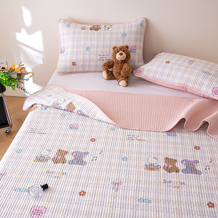 91家纺网 家纺一手货源 找家纺 X猫先生 2026新款全棉床盖小清新夹棉床单炕盖四季跑量款 童谣