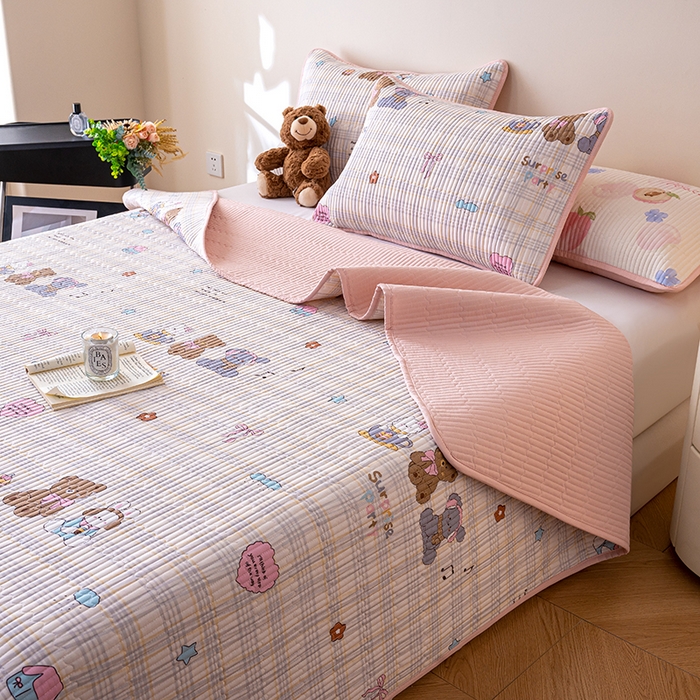 91家纺网 家纺一手货源 找家纺 X猫先生 2026新款全棉床盖小清新夹棉床单炕盖四季跑量款 童谣