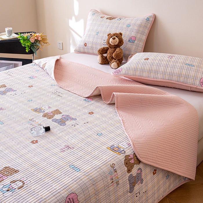 91家纺网 家纺一手货源 找家纺 X猫先生 2026新款全棉床盖小清新夹棉床单炕盖四季跑量款 童谣