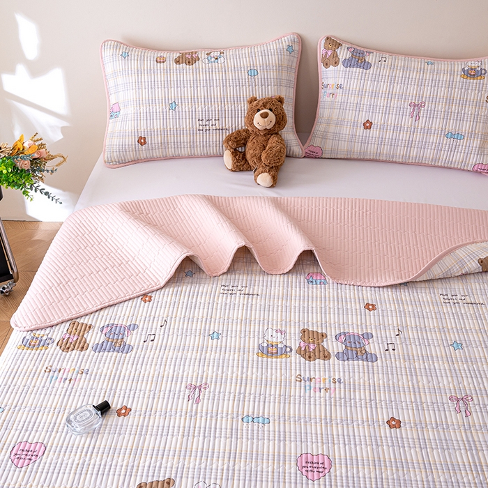 91家纺网 家纺一手货源 找家纺 X猫先生 2026新款全棉床盖小清新夹棉床单炕盖四季跑量款 童谣