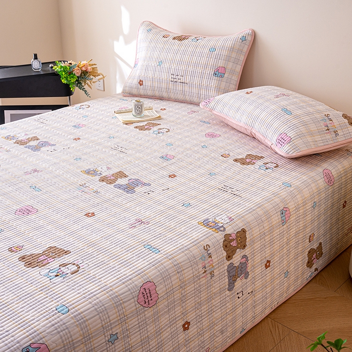 91家纺网 家纺一手货源 找家纺 X猫先生 2026新款全棉床盖小清新夹棉床单炕盖四季跑量款 童谣