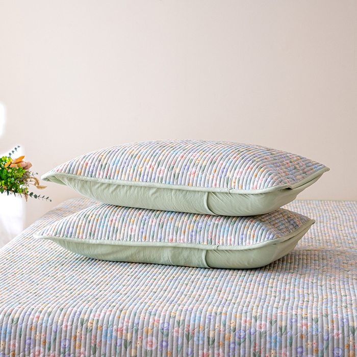 91家纺网 家纺一手货源 找家纺 X猫先生 2026新款全棉床盖小清新夹棉床单炕盖四季跑量款 向云端