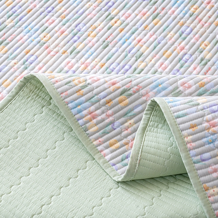 91家纺网 家纺一手货源 找家纺 X猫先生 2026新款全棉床盖小清新夹棉床单炕盖四季跑量款 向云端