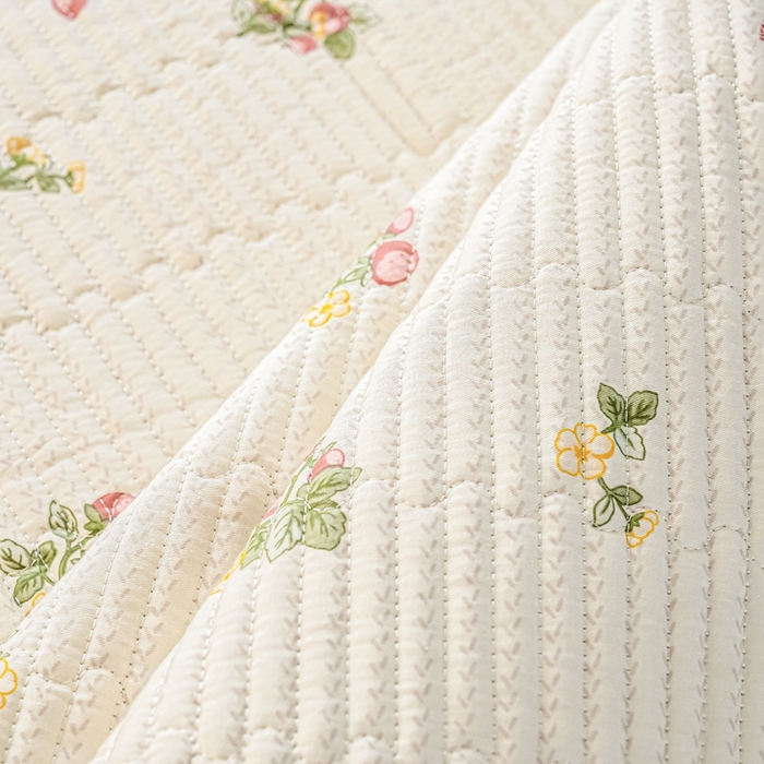 91家纺网 家纺一手货源 找家纺 X猫先生 2026新款全棉床盖小清新夹棉床单炕盖四季跑量款 小岛来信