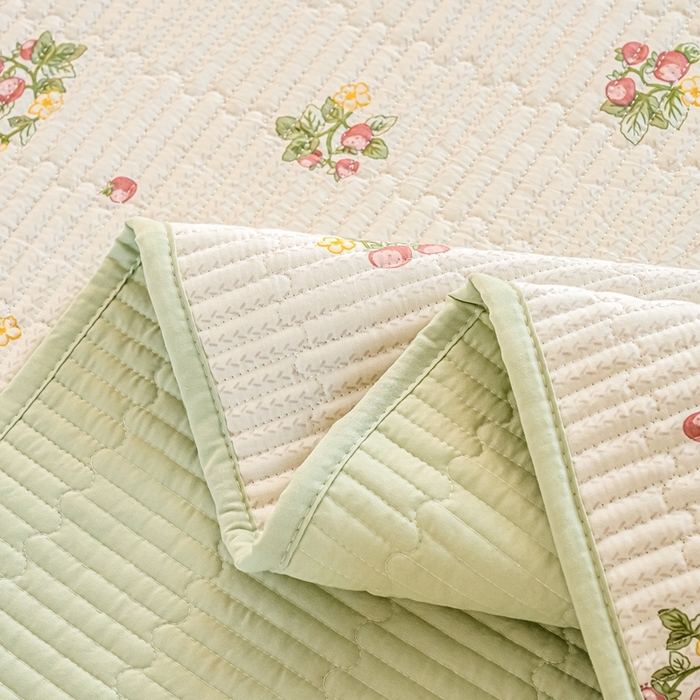 91家纺网 家纺一手货源 找家纺 X猫先生 2026新款全棉床盖小清新夹棉床单炕盖四季跑量款 小岛来信