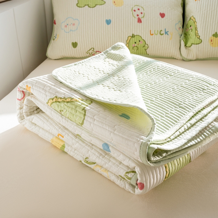 91家纺网 家纺一手货源 找家纺 X猫先生 2026新款全棉床盖小清新夹棉床单炕盖四季跑量款 幸运独角龙