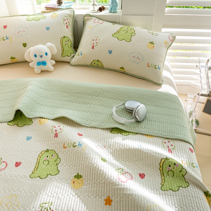 91家纺网 家纺一手货源 找家纺 X猫先生 2026新款全棉床盖小清新夹棉床单炕盖四季跑量款 幸运独角龙