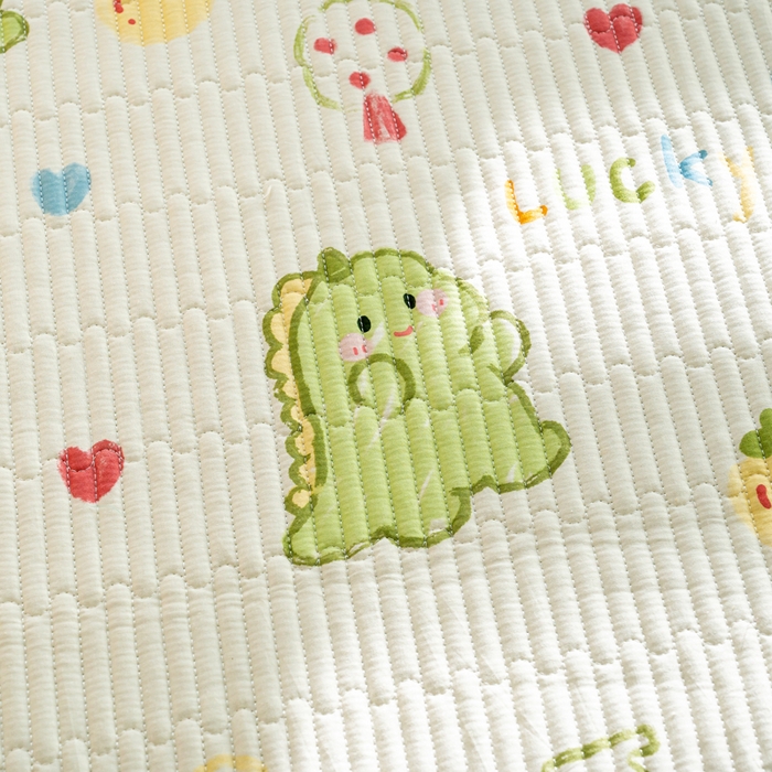 91家纺网 家纺一手货源 找家纺 X猫先生 2026新款全棉床盖小清新夹棉床单炕盖四季跑量款 幸运独角龙