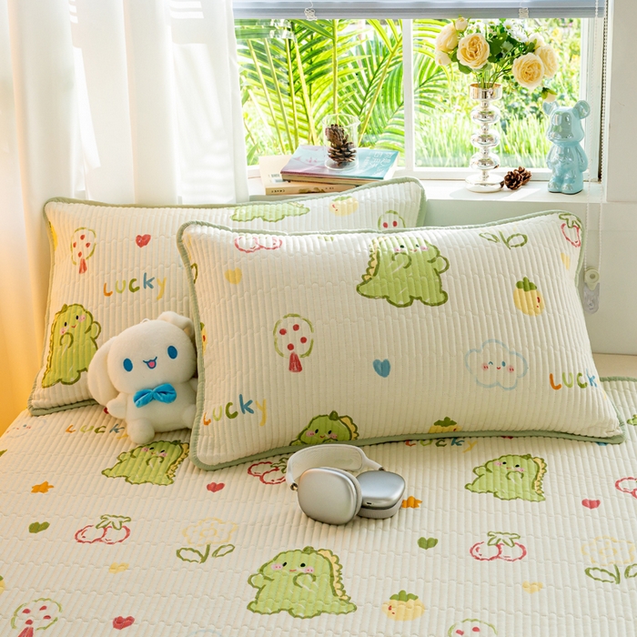 91家纺网 家纺一手货源 找家纺 X猫先生 2026新款全棉床盖小清新夹棉床单炕盖四季跑量款 幸运独角龙