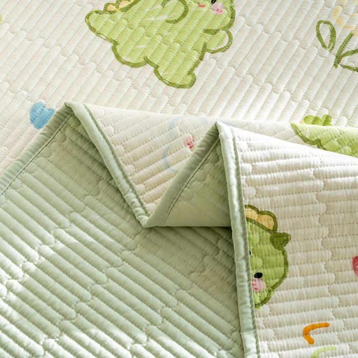 91家纺网 家纺一手货源 找家纺 X猫先生 2026新款全棉床盖小清新夹棉床单炕盖四季跑量款 幸运独角龙