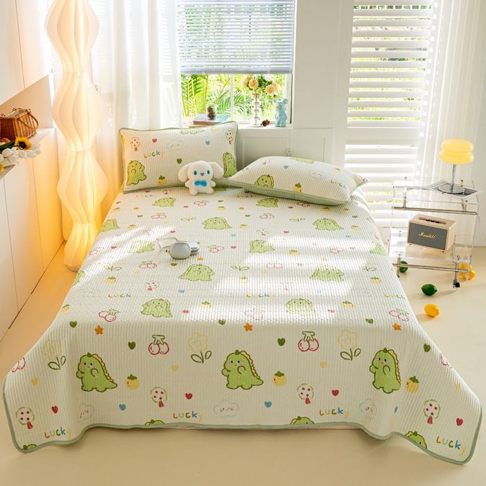 91家纺网 家纺一手货源 找家纺 X猫先生 2026新款全棉床盖小清新夹棉床单炕盖四季跑量款 幸运独角龙