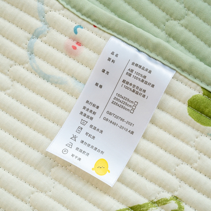 91家纺网 家纺一手货源 找家纺 X猫先生 2026新款全棉床盖小清新夹棉床单炕盖四季跑量款 幸运独角龙