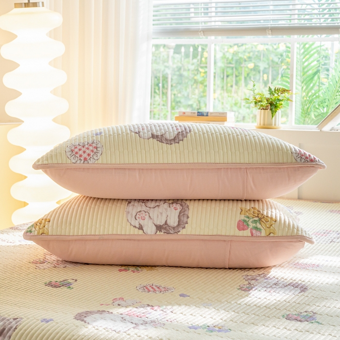 91家纺网 家纺一手货源 找家纺 X猫先生 2026新款全棉床盖小清新夹棉床单炕盖四季跑量款 泫雅猫咪