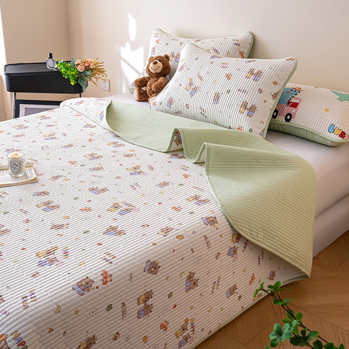 91家纺网 家纺一手货源 找家纺 X猫先生 2026新款全棉床盖小清新夹棉床单炕盖四季跑量款 音乐卡皮