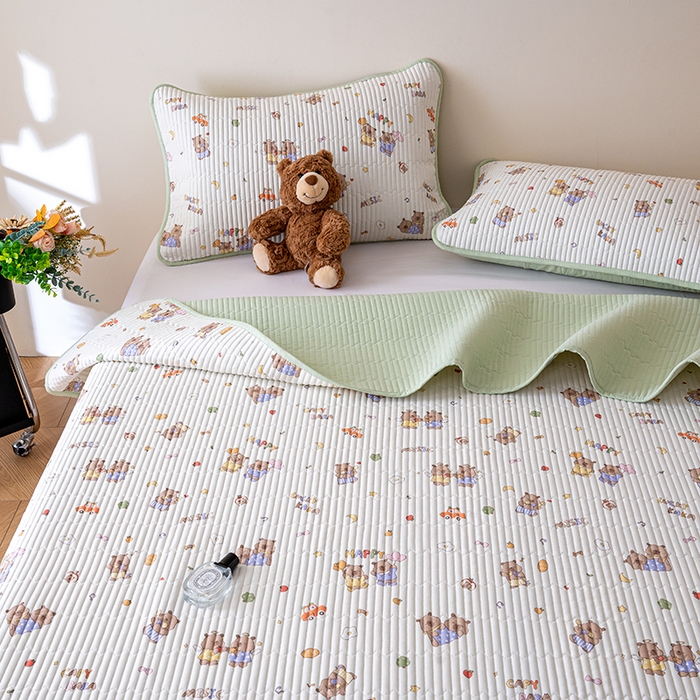 91家纺网 家纺一手货源 找家纺 X猫先生 2026新款全棉床盖小清新夹棉床单炕盖四季跑量款 音乐卡皮