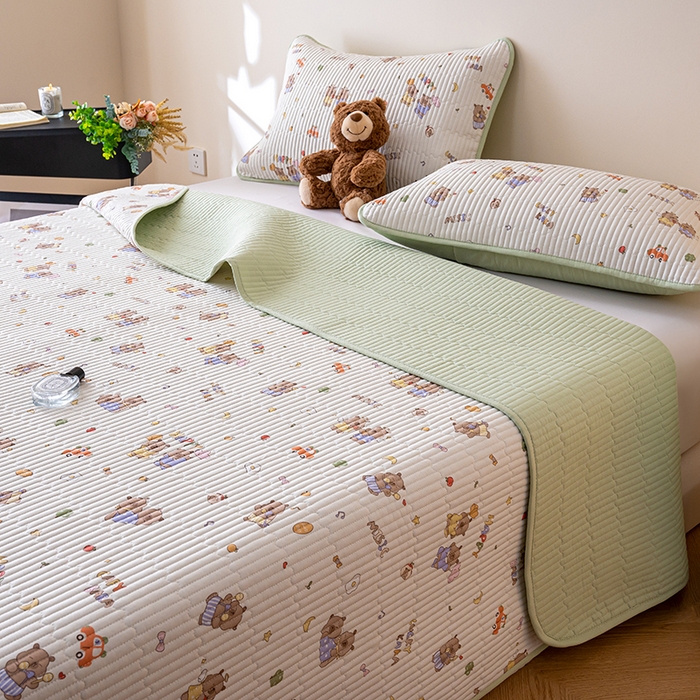 91家纺网 家纺一手货源 找家纺 X猫先生 2026新款全棉床盖小清新夹棉床单炕盖四季跑量款 音乐卡皮