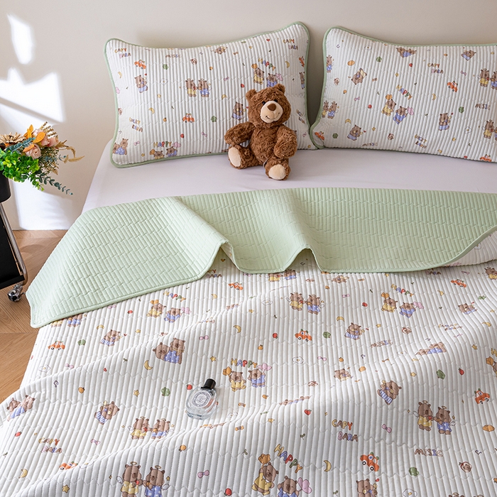 91家纺网 家纺一手货源 找家纺 X猫先生 2026新款全棉床盖小清新夹棉床单炕盖四季跑量款 音乐卡皮