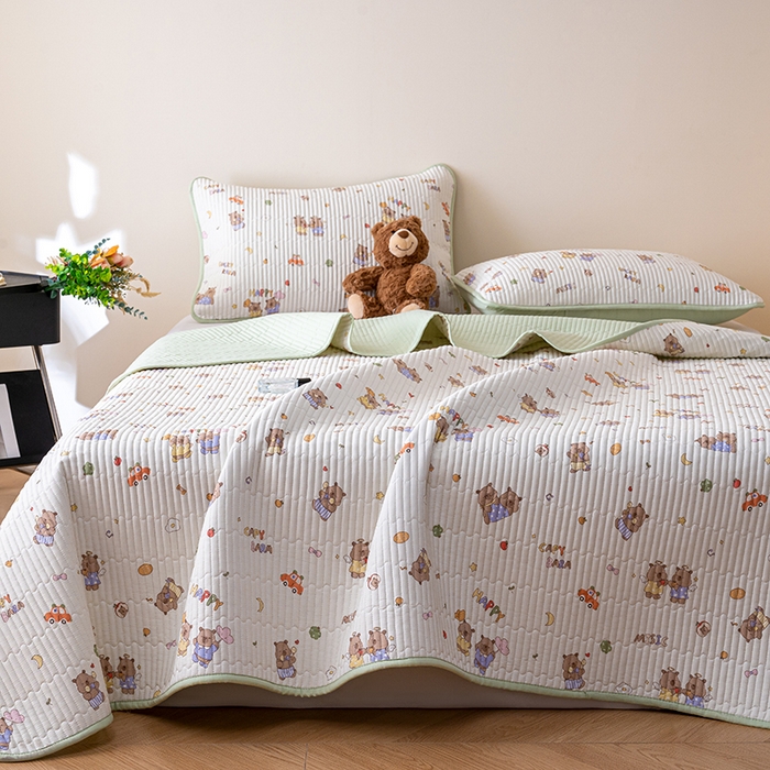 91家纺网 家纺一手货源 找家纺 X猫先生 2026新款全棉床盖小清新夹棉床单炕盖四季跑量款 音乐卡皮