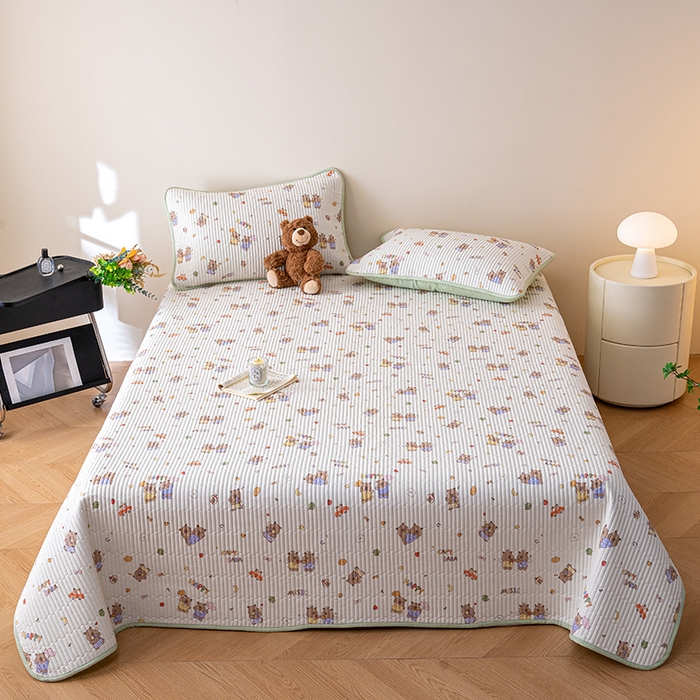 91家纺网 家纺一手货源 找家纺 X猫先生 2026新款全棉床盖小清新夹棉床单炕盖四季跑量款 音乐卡皮