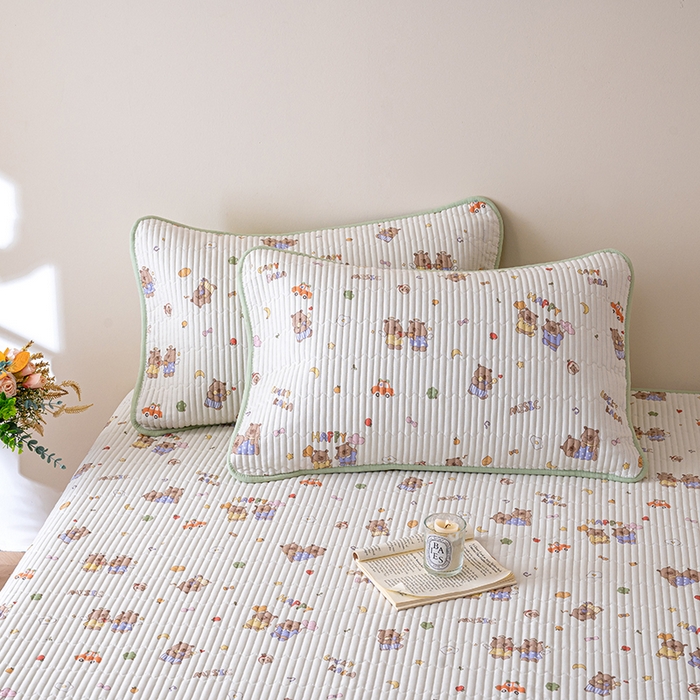 91家纺网 家纺一手货源 找家纺 X猫先生 2026新款全棉床盖小清新夹棉床单炕盖四季跑量款 音乐卡皮