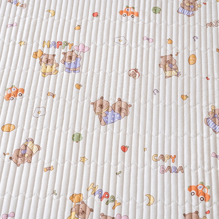 91家纺网 家纺一手货源 找家纺 X猫先生 2026新款全棉床盖小清新夹棉床单炕盖四季跑量款 音乐卡皮