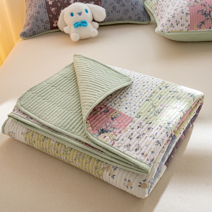 91家纺网 家纺一手货源 找家纺 X猫先生 2026新款全棉床盖小清新夹棉床单炕盖四季跑量款 幽兰情丝