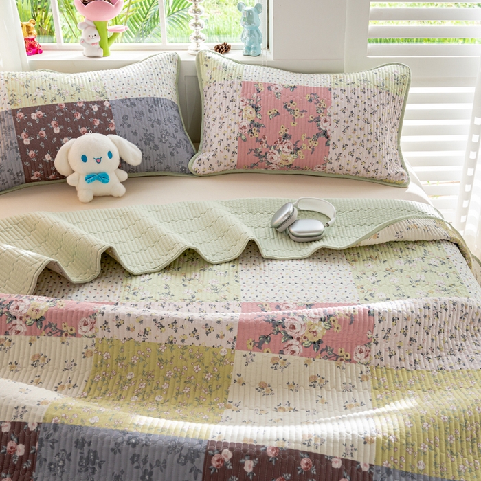 91家纺网 家纺一手货源 找家纺 X猫先生 2026新款全棉床盖小清新夹棉床单炕盖四季跑量款 幽兰情丝